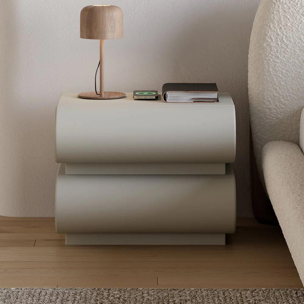 Loria 2-Drawers NightstandLight Grey