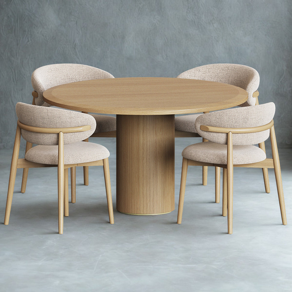 Aki Dining SetFull Set (Dining Table + 4 Dining Chairs) / Natural