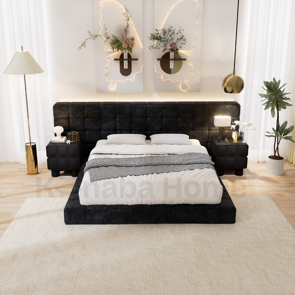 Arlo Bedroom SetQueen Bed: Mattress Size 160 x 200 cm | Overall W 280 x D 230 x H 110 cm / Full Black