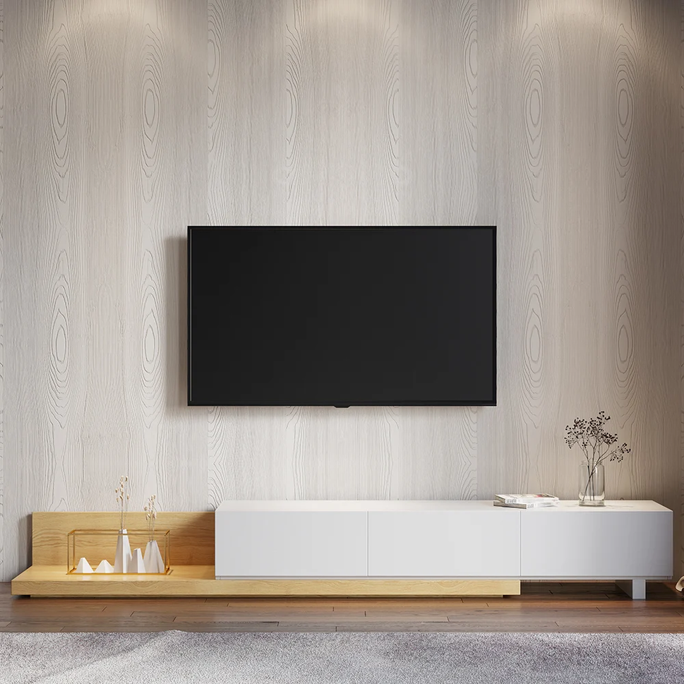 Cora Extendable TV StandWhite & Natural / Without Cable Hole