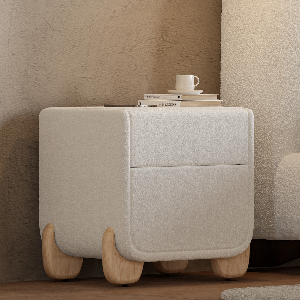Fay NightstandNatural Base Legs & Off-White