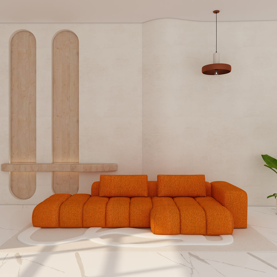 Imelda L Shape SofaFacing Right L-Shape / Boucle / Rust Orange