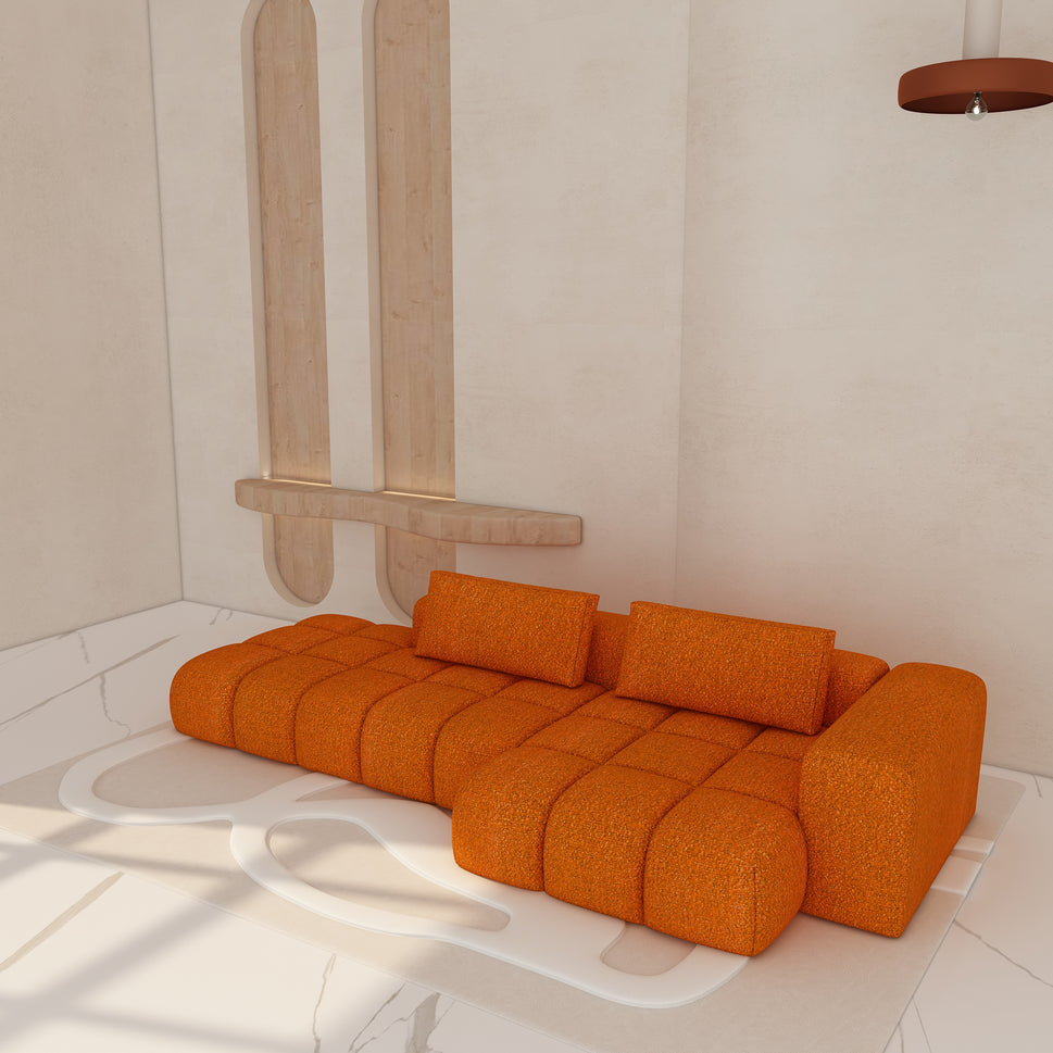 Imelda L Shape SofaFacing Right L-Shape / Velvet / Rust Orange