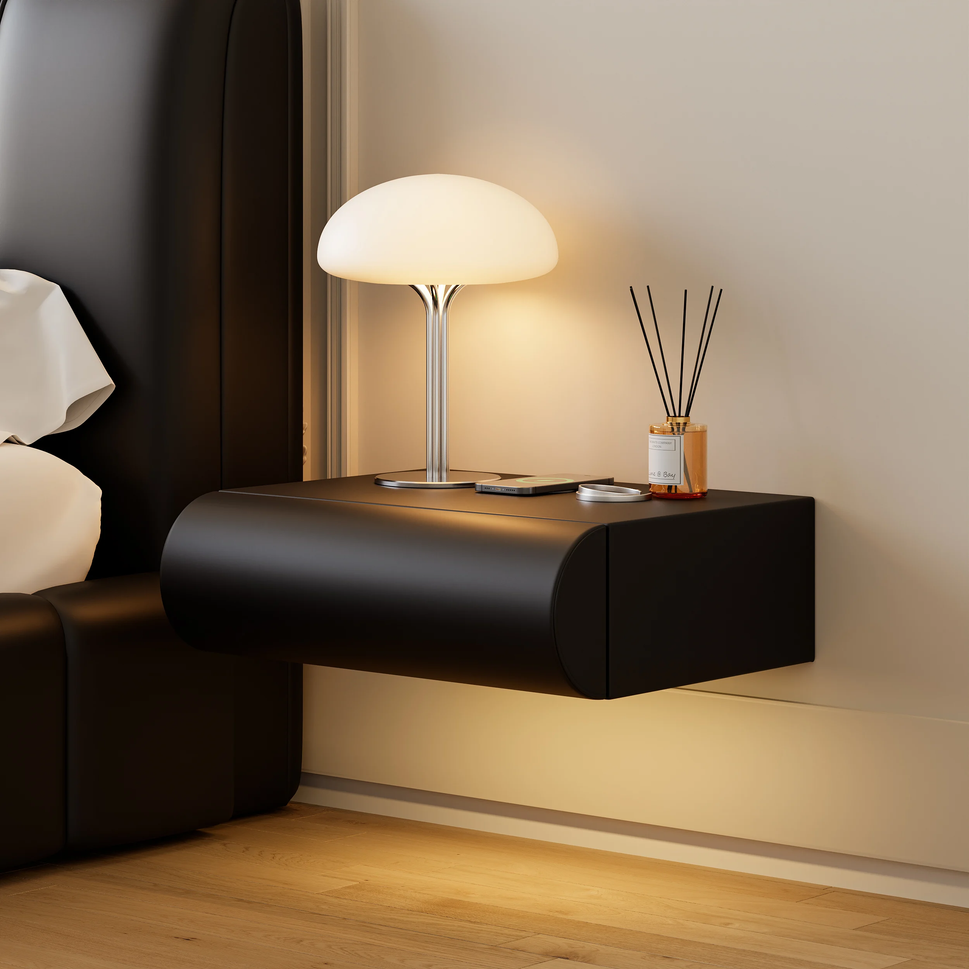 Loria Wall-Mounted Drawer NightstandSingle | Black | RAL 9011