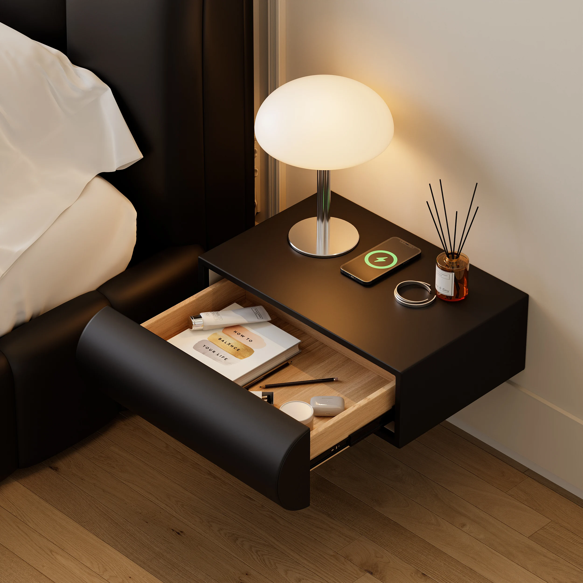 Loria Wall-Mounted Drawer Nightstand