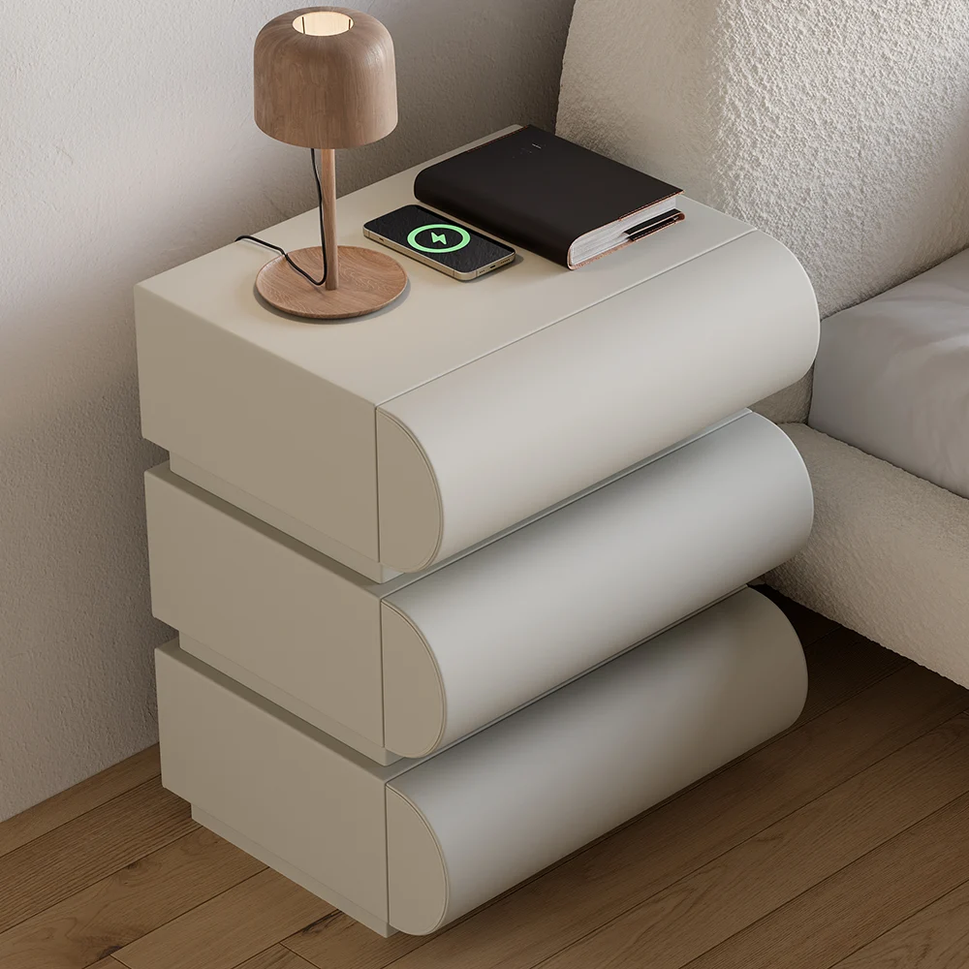 Loria 3-Drawers NightstandLight Grey