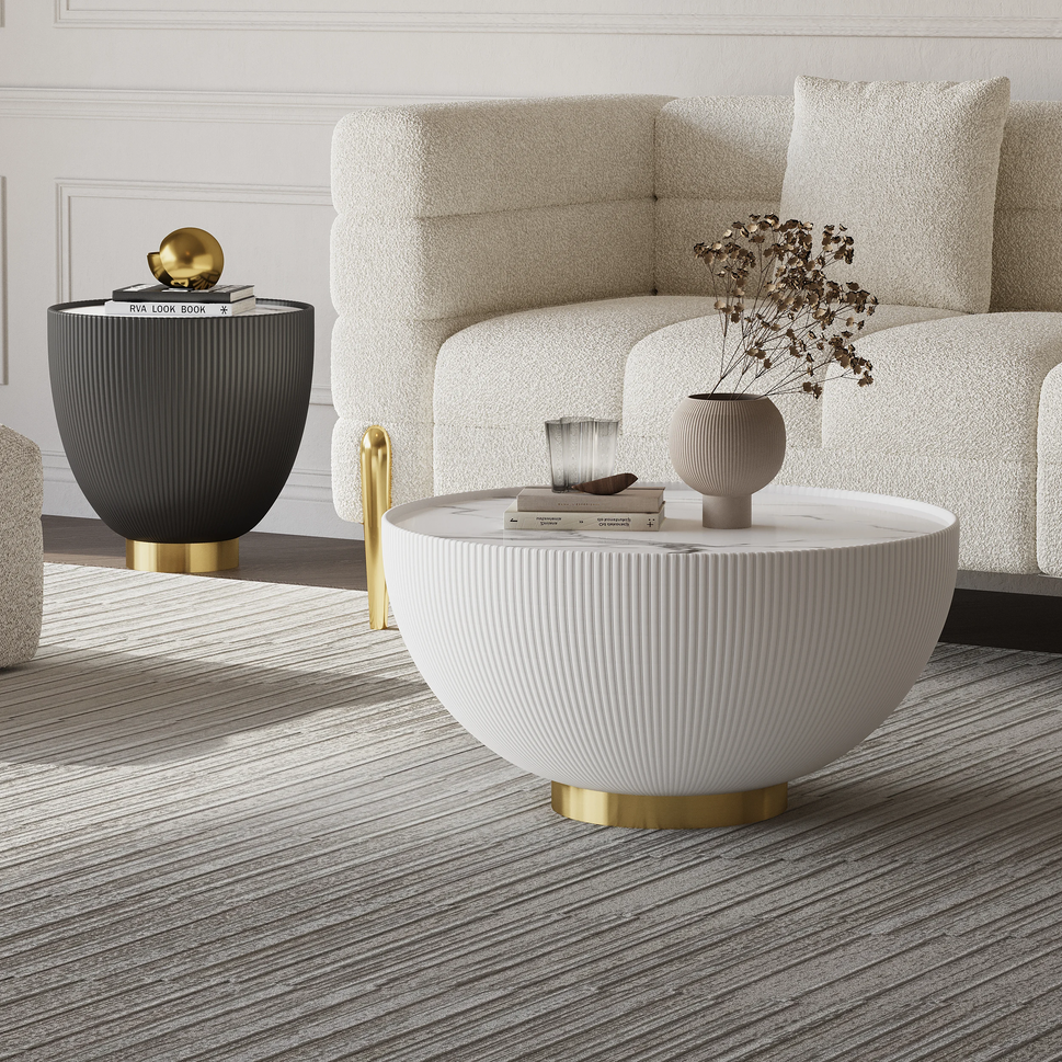Marco Coffee Table SetWhite Large: W 70 × D 70 × H 36 cm