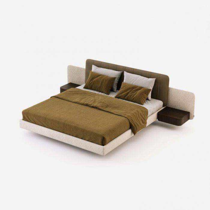 Moon Shadow BedC. King Bed: Mattress Size: 200 x 200 cm | W 320 x L 225 x H 110 cm / Linen Fabric