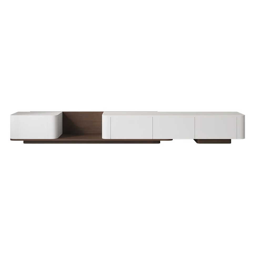 Nomi Extendable TV UnitWhite & Walnut / Without Cable Hole