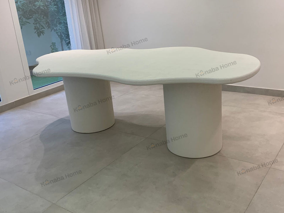 Ola Dining TableWhite | Microcement Finish