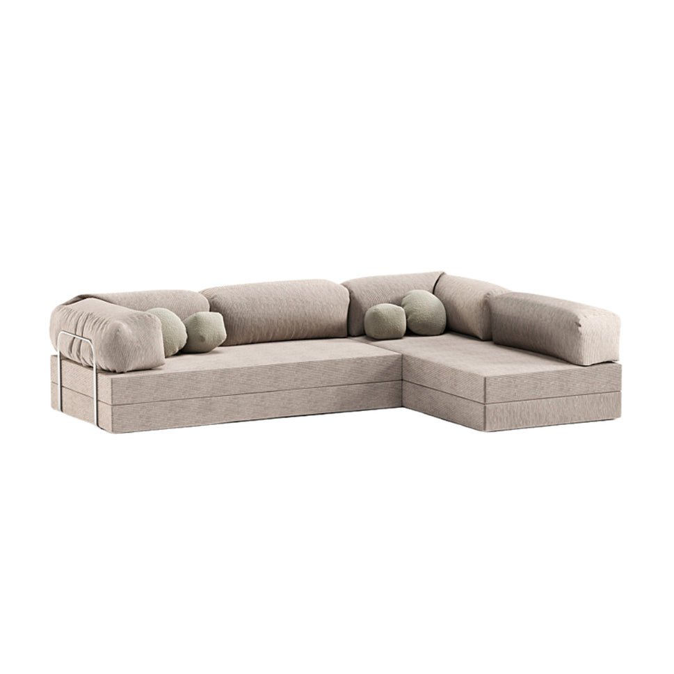 Oriva L-Shaped Sofa BedDusty Grey | With Square Cushions / Facing Right L-Shape