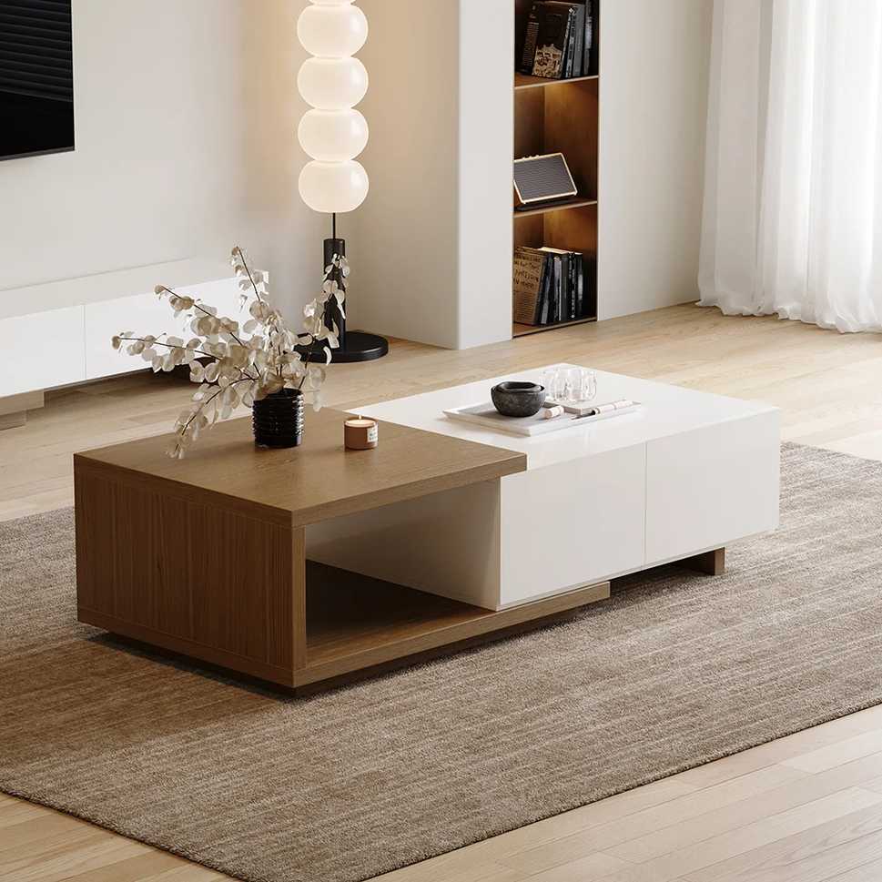 Peter Extendable Coffee TableWhite & Walnut