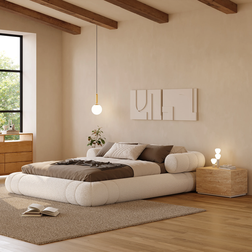 Tino Upholstered BedKing Bed: Mattress Size 180 x 200 cm | Overall W 240 x D 260 x H 60 cm