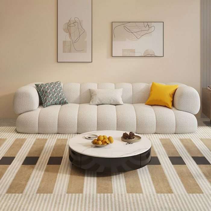 Haute Couch Arm Sofa White Boucle