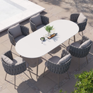 Cian Outdoor Dining SetFull Set (1 Table + 6 Chairs) / White & Grey