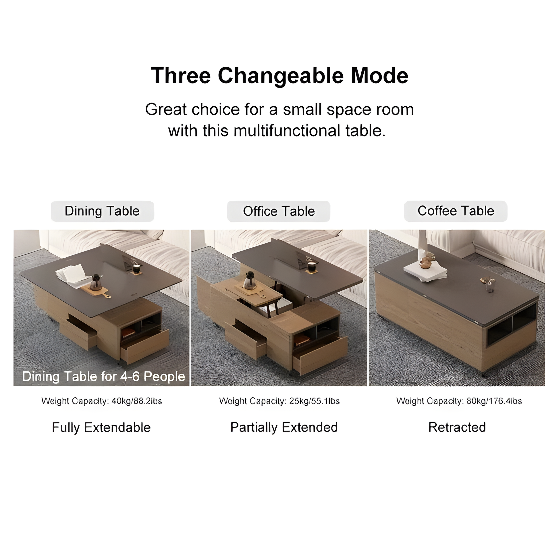 Wide Extendable Multifunctional Table / 120L x 60W x 47H cm