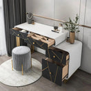 Lara Makeup VanityVanity + Stool / Facing Right Drawers / White & Black