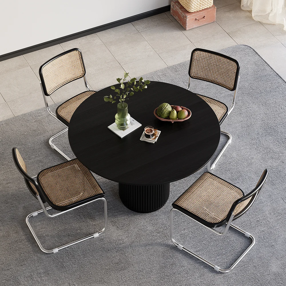 Edith Dining TableDia 80 x H 75 cm / Marbel Top / Black