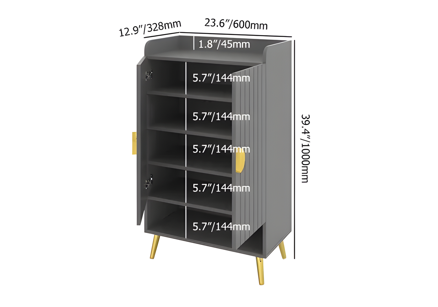 Vault Shoe Cabinet / 32 D x 60 W x 100 H - Kanaba Home #