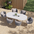 Cian Outdoor Dining SetTable / White & Grey