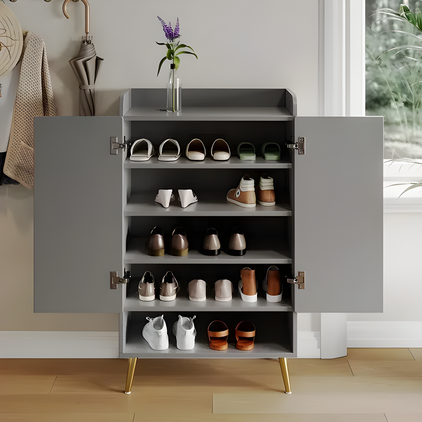 Vault Shoe Cabinet / 32 D x 60 W x 100 H - Kanaba Home #