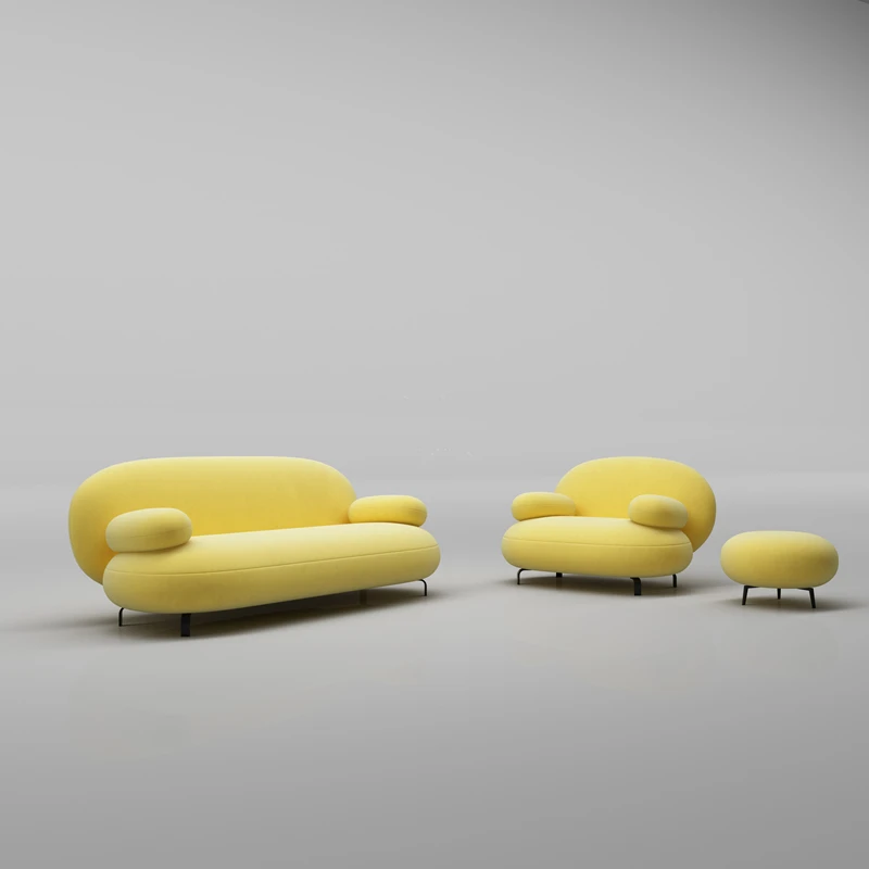 Foy SofaFull Set (3 Seater + Armchair + Ottoman) / Yellow