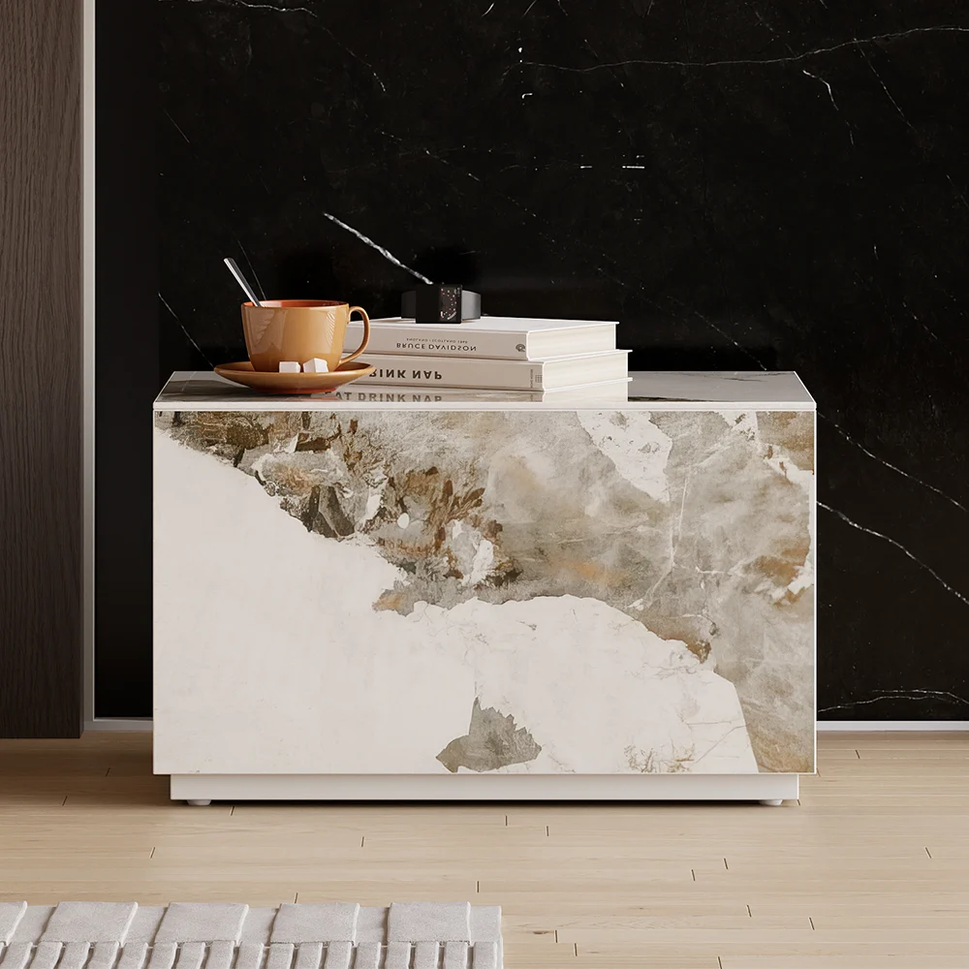 Aris NightstandWhite Marbel Veneer