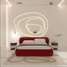 Bow BedQueen Bed: Mattress Size 160 x 200 cm / Red / Velvet