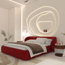 Bow BedQueen Bed: Mattress Size 160 x 200 cm / Red / Faux Leather