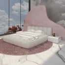 Cloud BedQueen Bed: Mattress Size 160 x 200 cm | Overall W 210 x D 275 x H 95 cm / White / Velvet