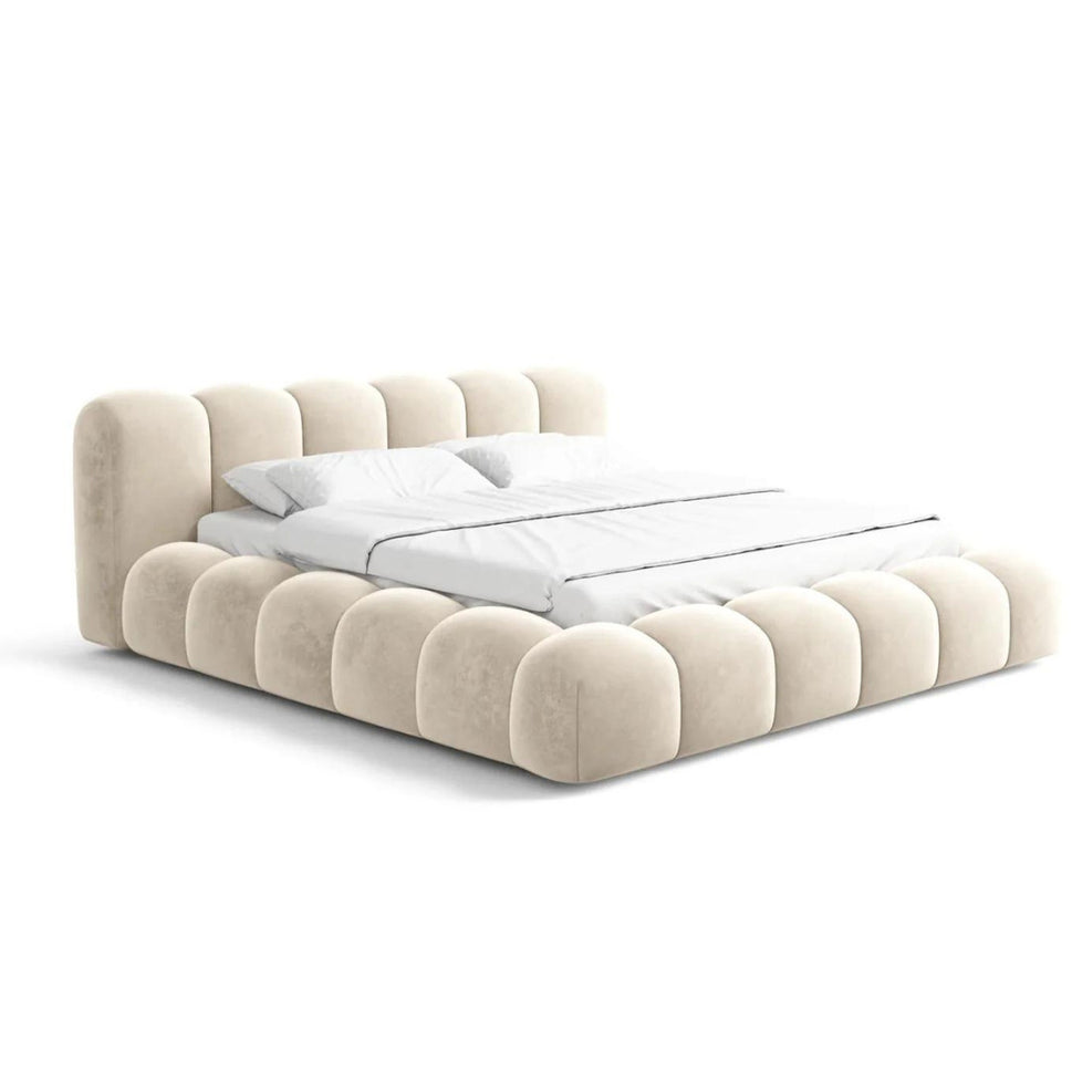 Cloud BedC.King Bed (250x275x95) cm | Mattress Size (200x200) cm / Beige / Boucle