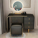 Ela Makeup VanityVanity + Mirror + Stool / Black / Facing Right Drawers