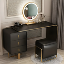 Ela Makeup VanityVanity + Mirror + Stool / Black / Facing Left Drawers