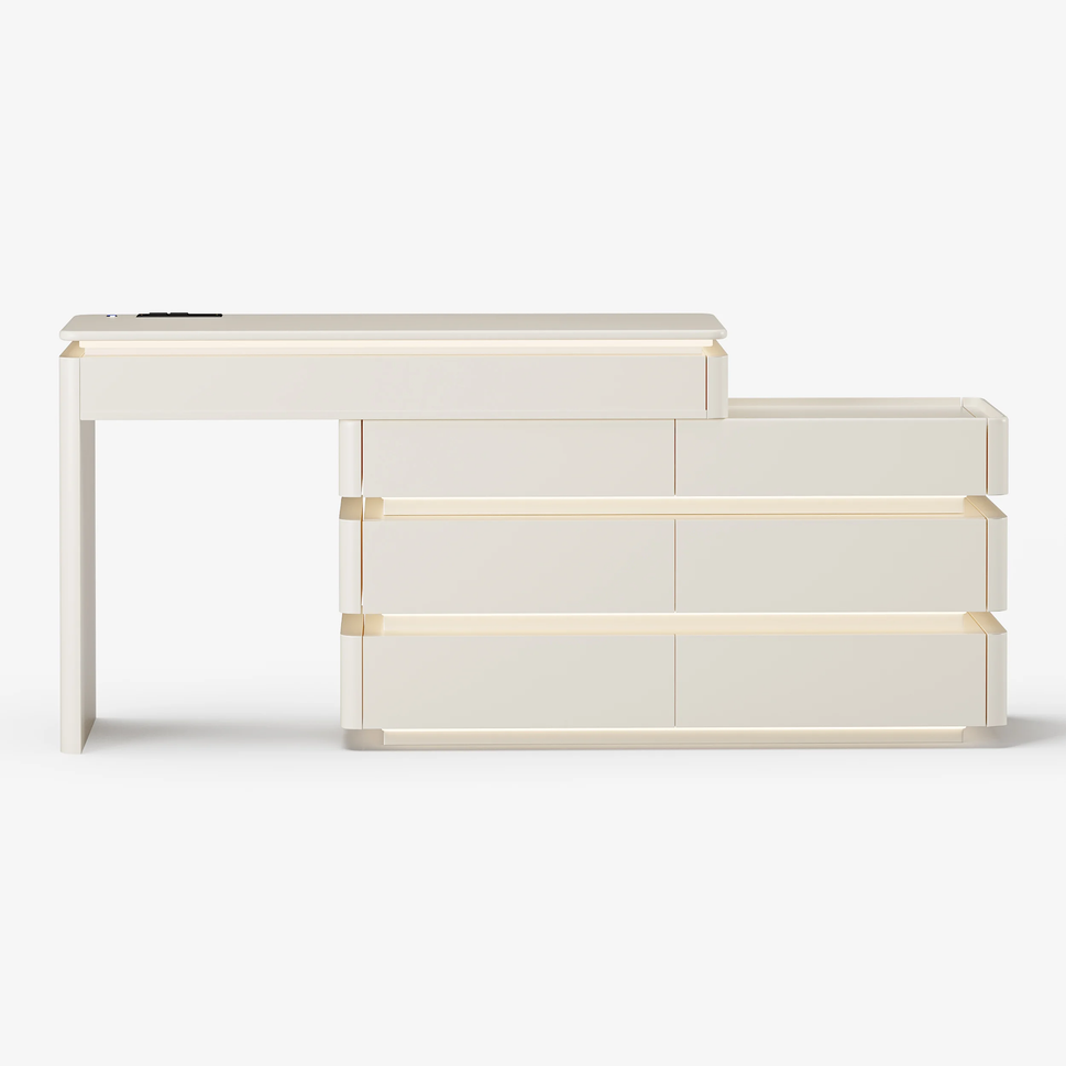 Ilune Makeup VanityVanity Only (Without Stool & Mirror) / Facing Right Drawers