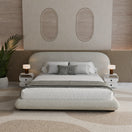 Kandy BedQueen Size: Mattress 160 x 200 cm | Overall W 250 x D 240 x H 98 cm / White / Velvet