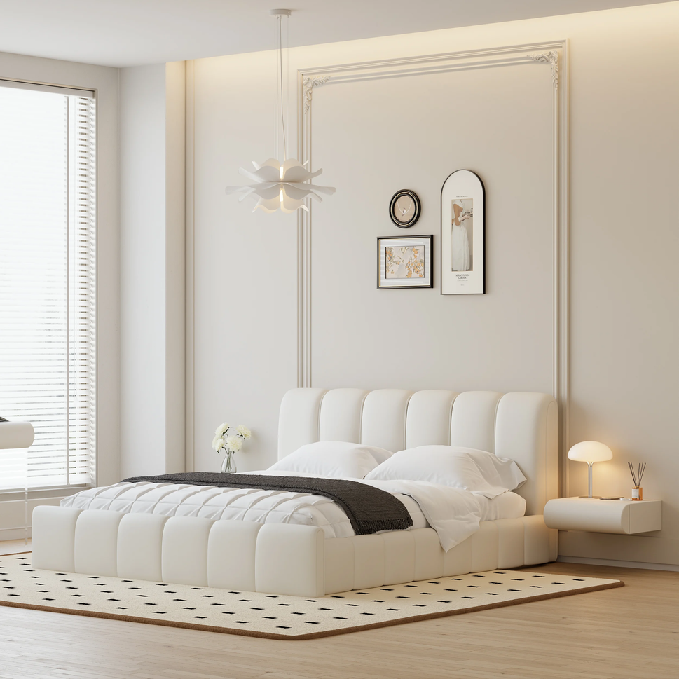Loria Wall-Mounted Drawer NightstandSet of Two | Creamy Off-White | RAL 9001