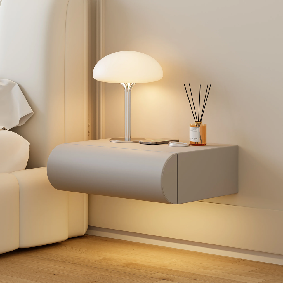 Loria Wall-Mounted Drawer NightstandSingle | Light Grey