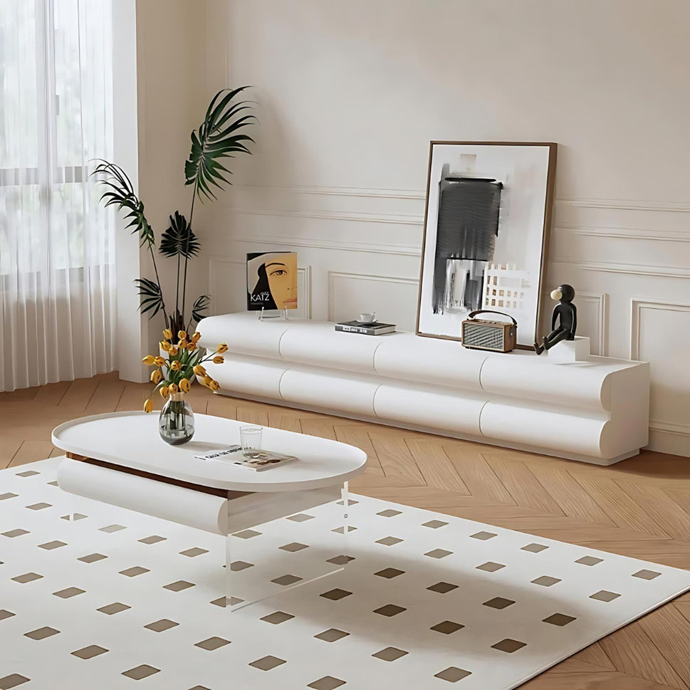Loria TV UnitFloor Stand with 8 Drawers / Pure White 9010 RAL / Without Cable Hole