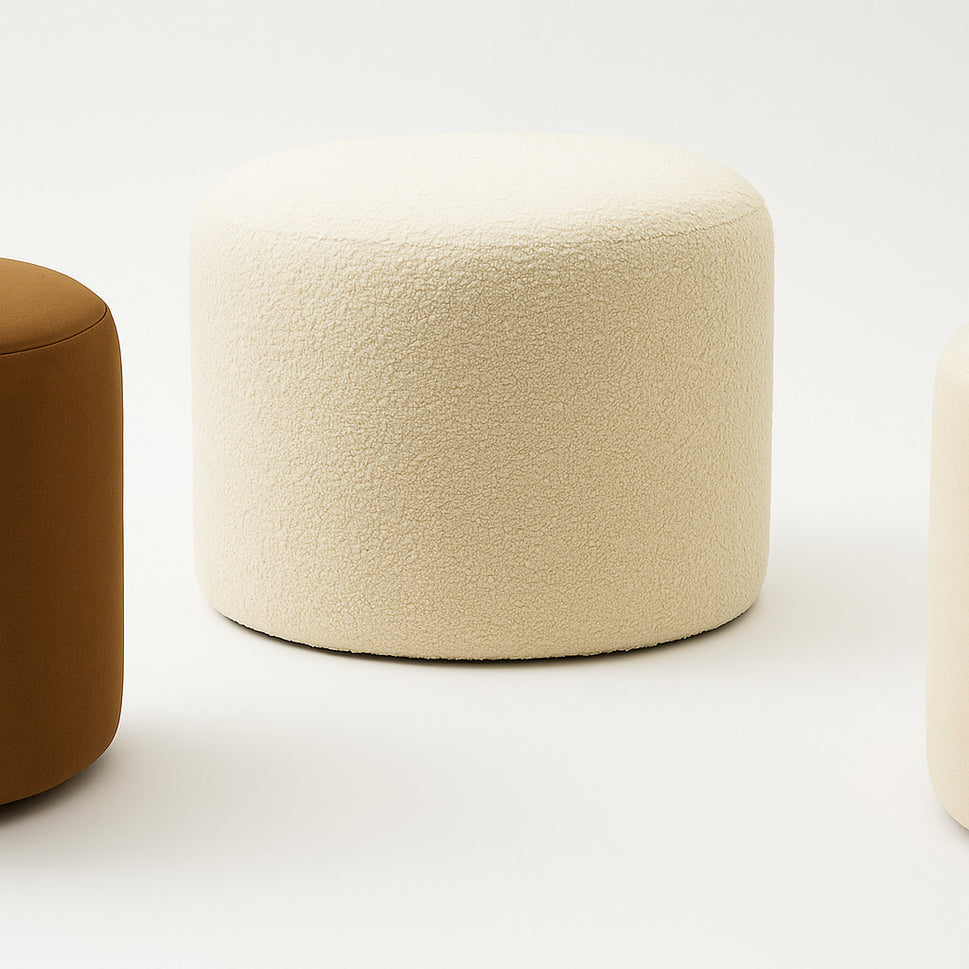 Olyn Kids Study Table SetSingle Pouf | Ivory Boucle