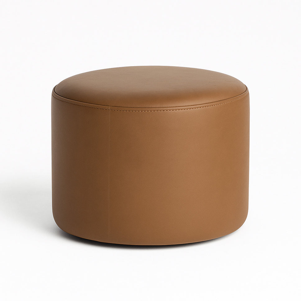 Olyn Kids Study Table SetSingle Pouf | Brown Leather