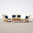 Oreo Outdoor SeatingWhite / Natural / Full Set (1 Loveseat + 2 Chairs + 1 Coffee Table)