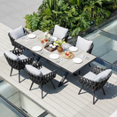 Solon Outdoor Dining SetFull set Table + 6 chairs / Grey / Ceramic