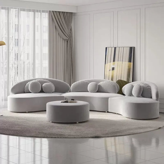 Deluxe 22 Modern Sofa Light Gray Velvet
