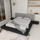 Vivien Japanese BedGrey Boucle or Leather / Charcoal / California King Size:(Mattress Size: 200x200) W 381 cm x D 241 cm x H 66 cm