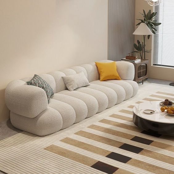 Haute Couch Arm Sofa White Boucle