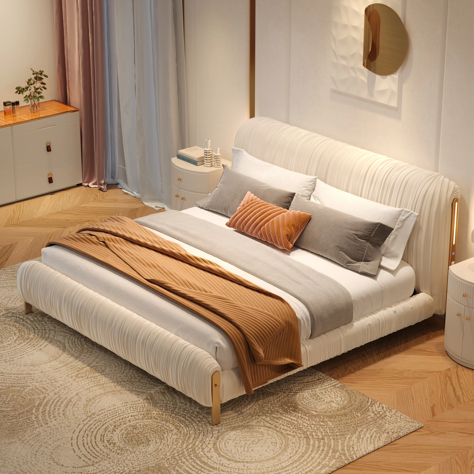 Yuna BedC. king Bed: Mattress Size: 200 x 200 cm | Overall W 230 x D 240 x H 110 cm