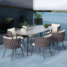 Cian Outdoor Dining SetFull Set (1 Table + 6 Chairs) / Beige & Grey