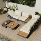 Lior Outdoor Sofa SetBeige / Full Set (L-Shape Sofa + Coffee Table) / Grey