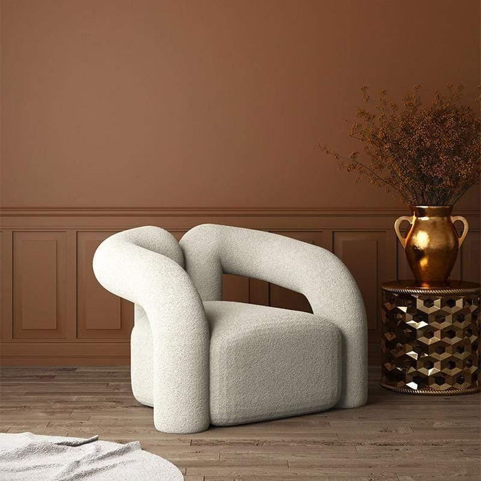 Regal White Boucle Arm Living Room Fabric Sofa
